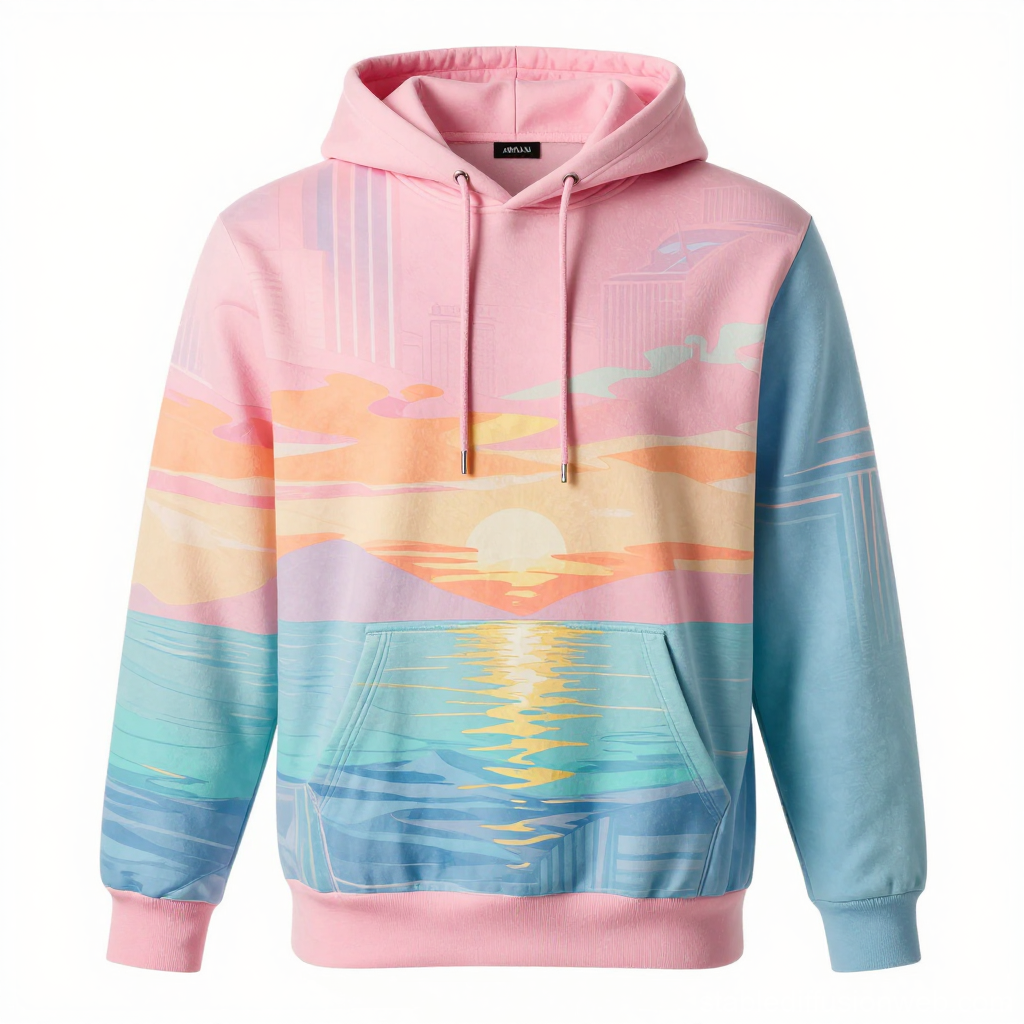 Art Deco Miami Sunset Hoodie in Pastel Colors