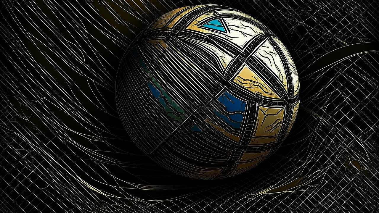 Artistic Volleyball in Net with Stylized Lines