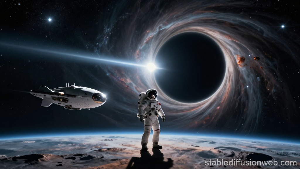 Astronaut Observing a Black Hole from a Planet Surface