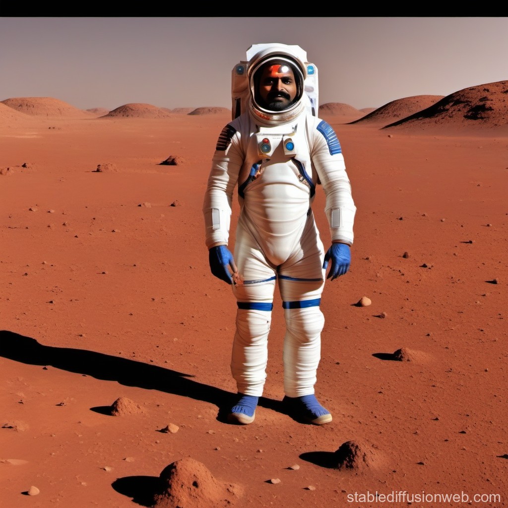 Astronaut Standing on a Red Planet Surface