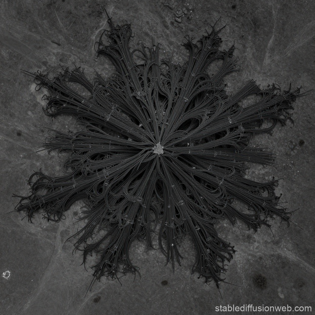 Asymmetrical Dark Growth Pattern on Barren Surface