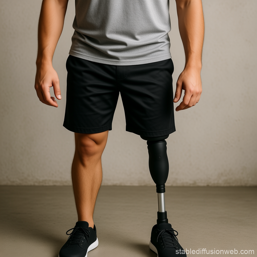 Athletic Man with Modern Prosthetic Leg in Casual Wear