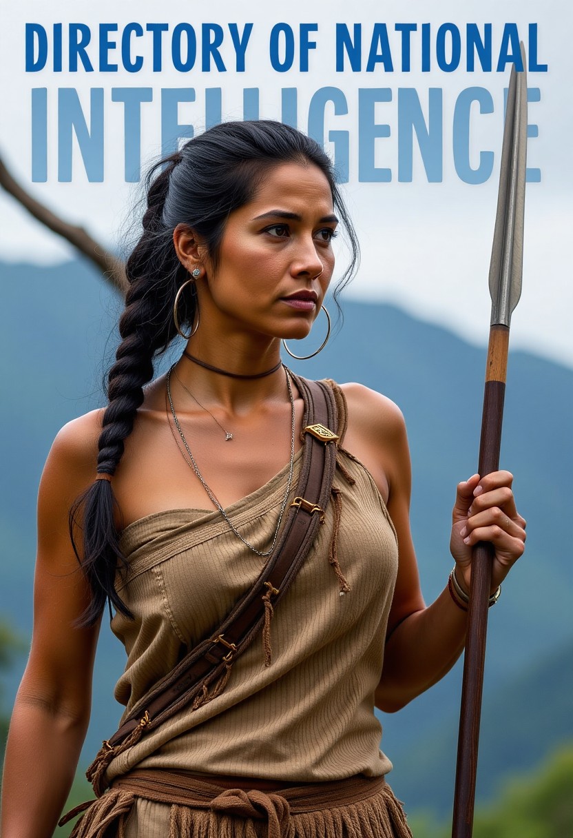 Athletic Woman Holding Spear in Outdoor Setting
