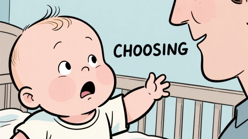 Baby Choosing Parent Cartoon Illustration