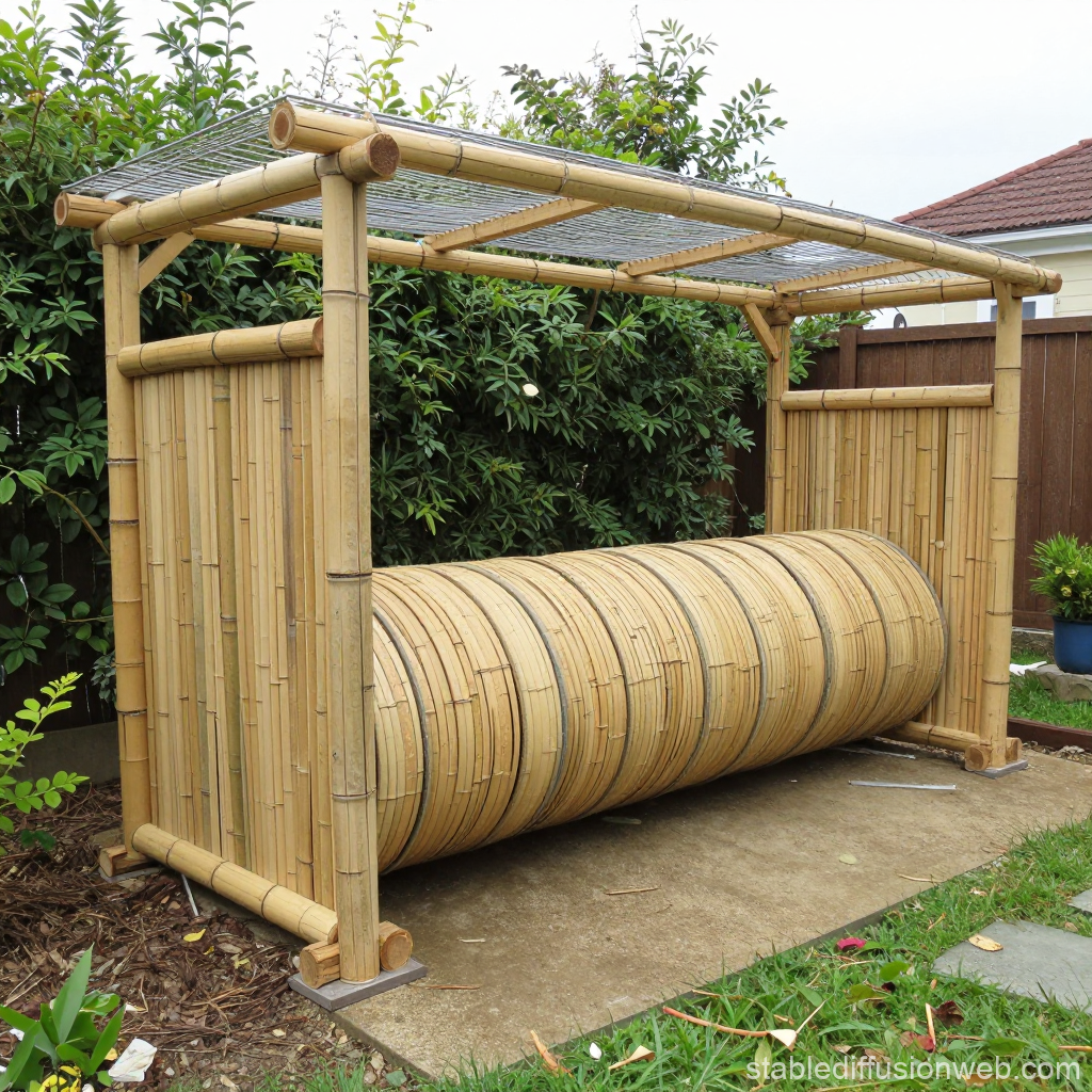 Bamboo Cat Tunnel with Shelter in Garden