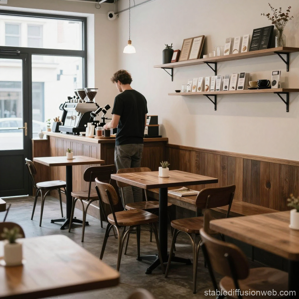 Barista Preparing Coffee in Cozy Minimalist Cafe