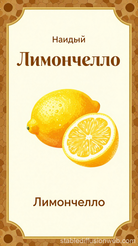 Baroque Style Limoncello Label with Lemon Illustration