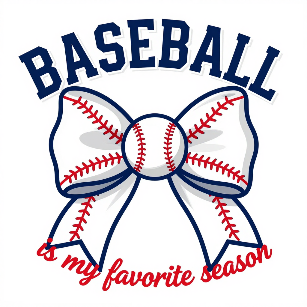 Baseball Bow Graphic with Favorite Season Text