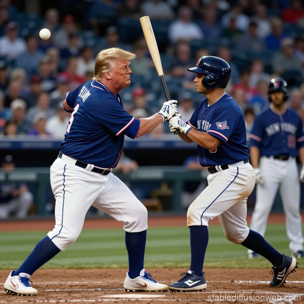 Baseball Game Moment with Two Players in Action