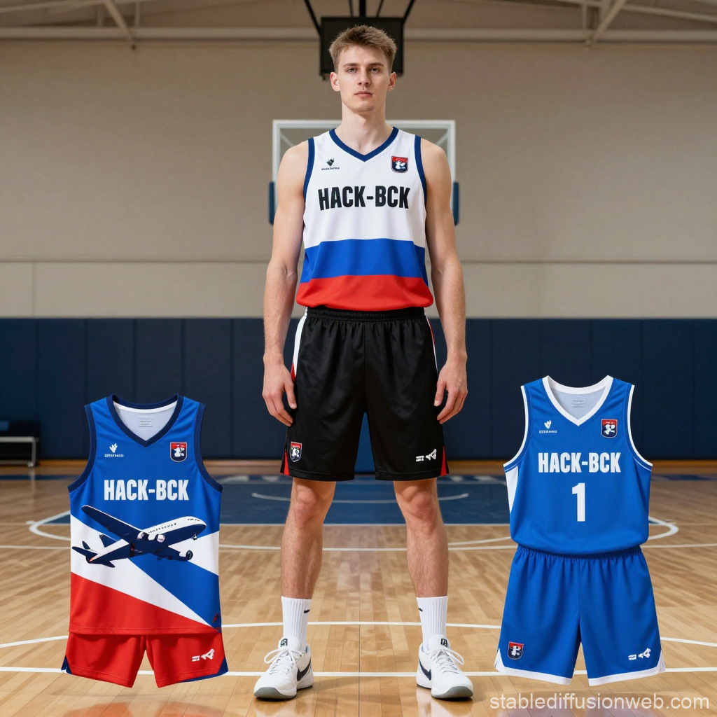 Basketball Player with HACK-BCK Uniforms on Court
