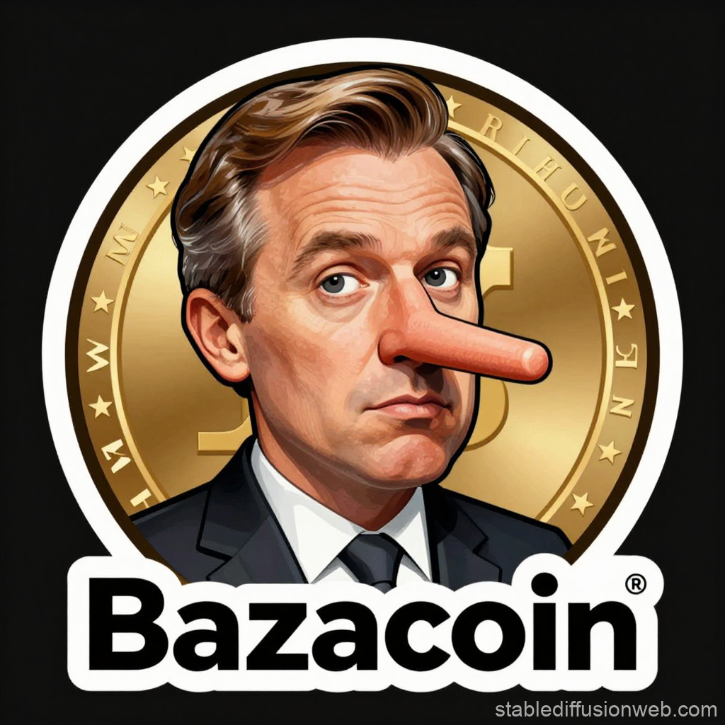 Bazacoin Logo with Pinocchio Nose Character