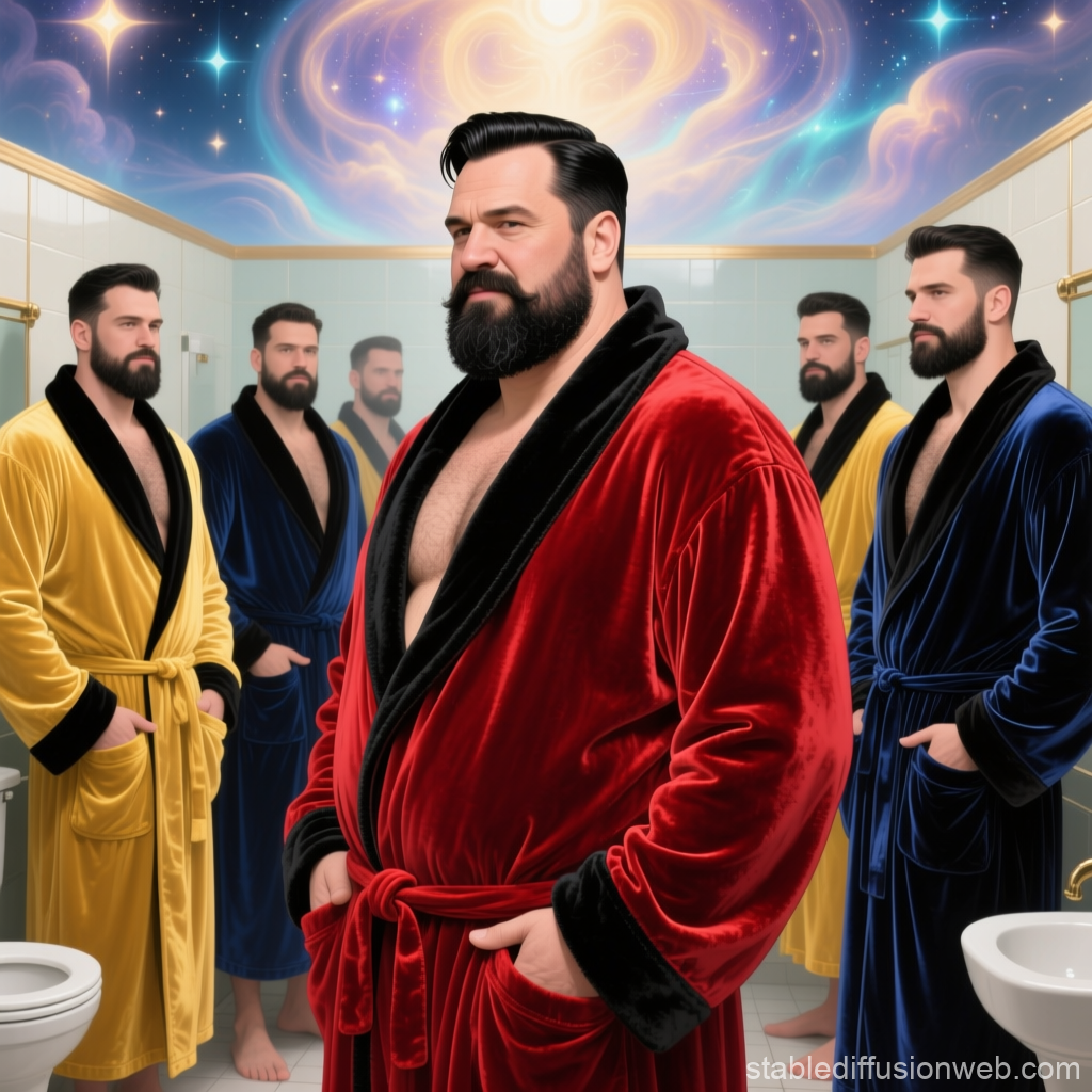 Bearded Men in Velvet Bathrobes with Cosmic Ceiling