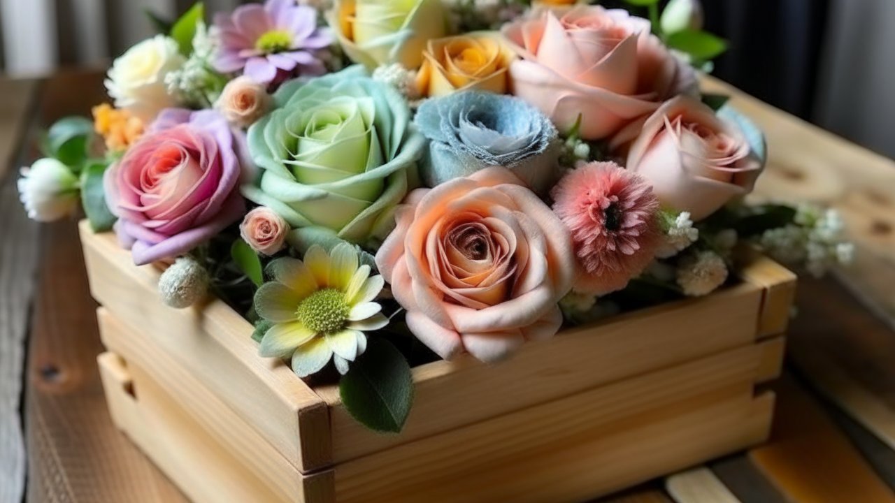 Beautiful Large Floral Arrangement in Wooden Box