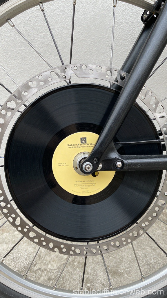Bicycle Wheel with Vinyl Record as Disc Brake Rotor