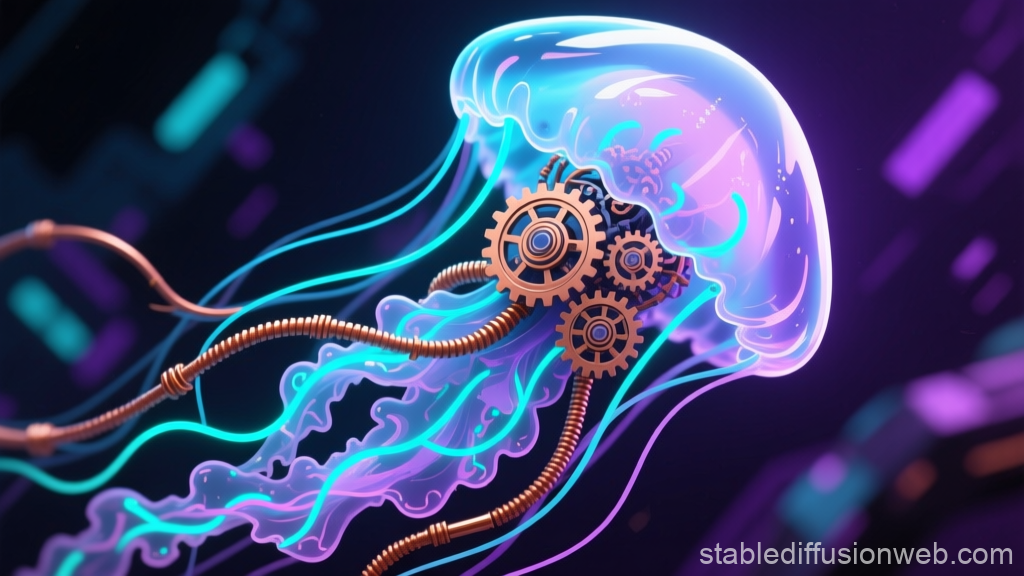 Bioluminescent Jellyfish with Mechanical Gears