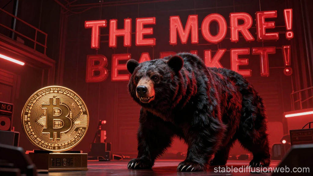 Bitcoin Bear Market Surge Concept with Bear and Coin