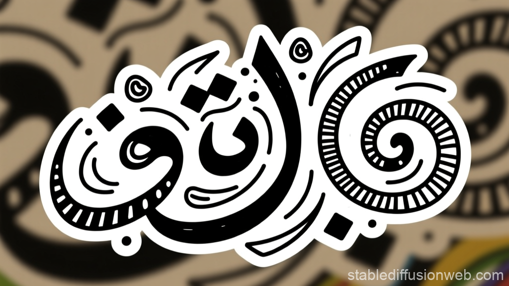 Black and White Arabesque Calligraphy Design