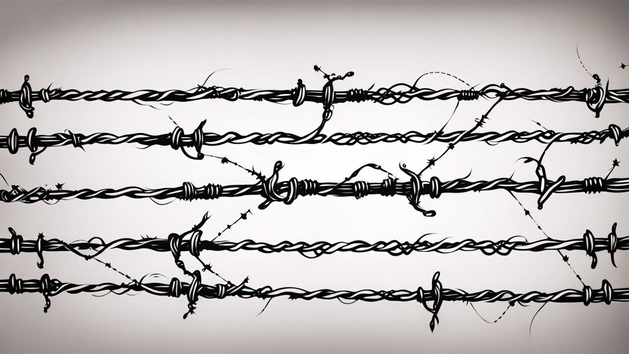 Black and White Barbed Wire Tattoo Drawing