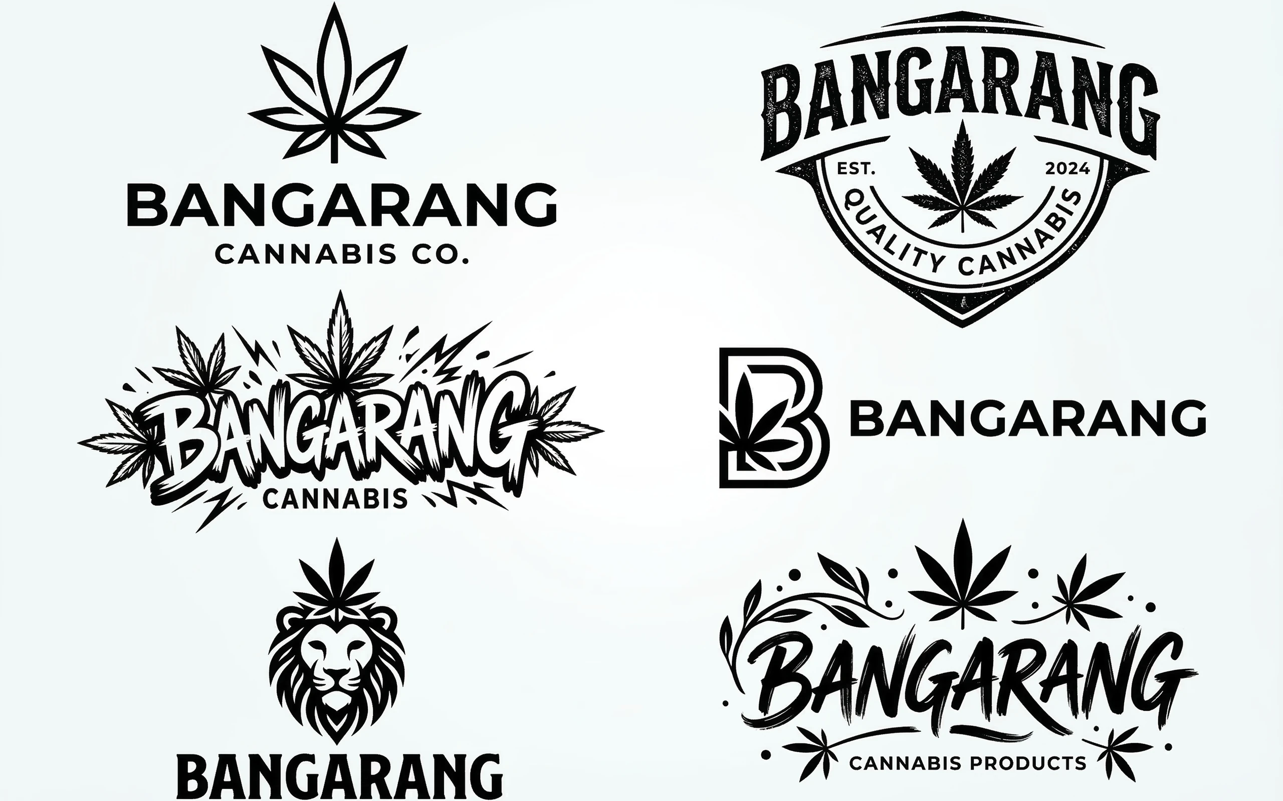 Black and White Cannabis Brand Logo Concepts