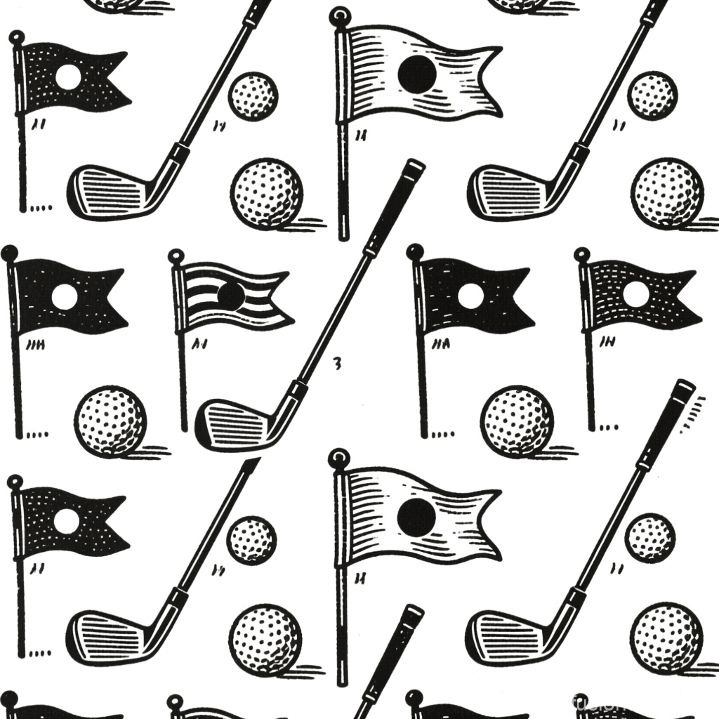 Black and White Golf Club Seamless Pattern