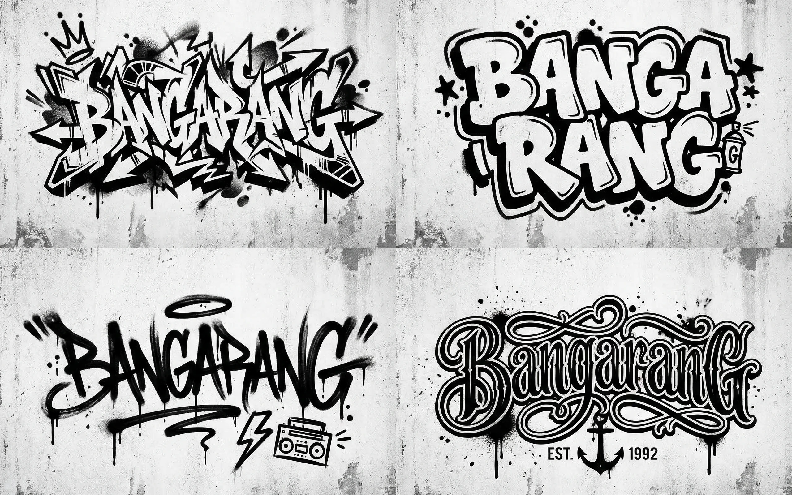 Black and White Graffiti Styles of 'Bangarang'