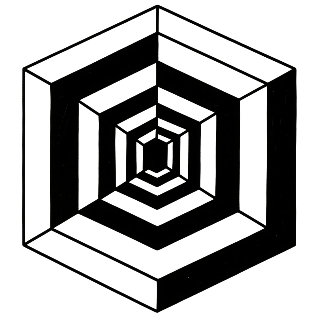 Black and White Hexagonal Optical Illusion