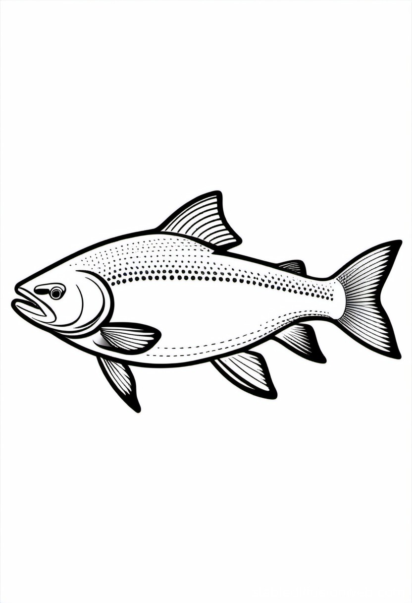 Black and White Illustration of a Fish