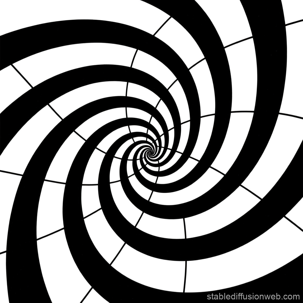 Black and White Impossible Spiral Optical Illusion