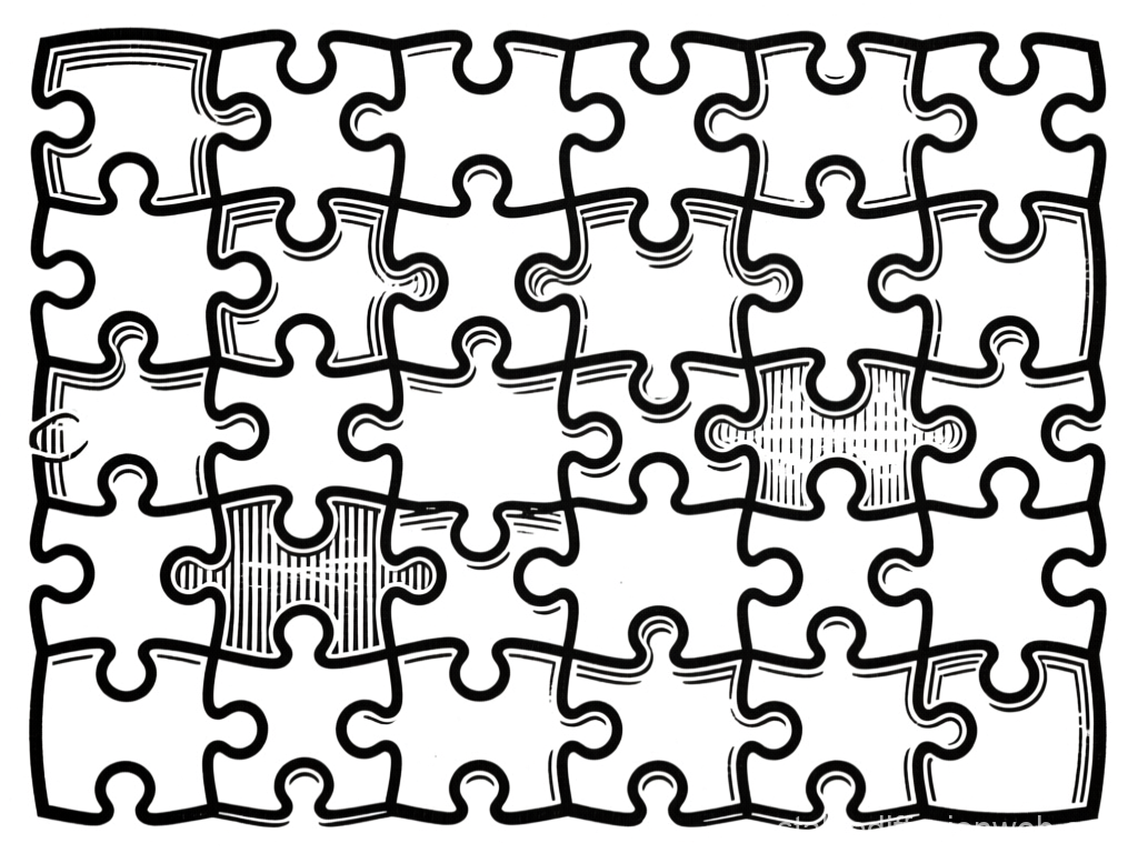 Black and White Jigsaw Puzzle Vector Art