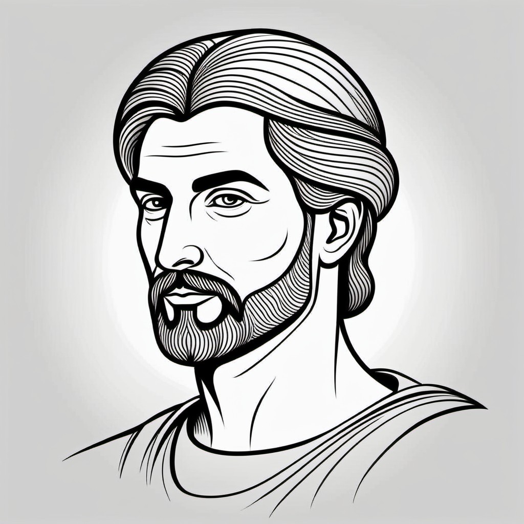 Black and White Line Art Portrait of a Bearded Man