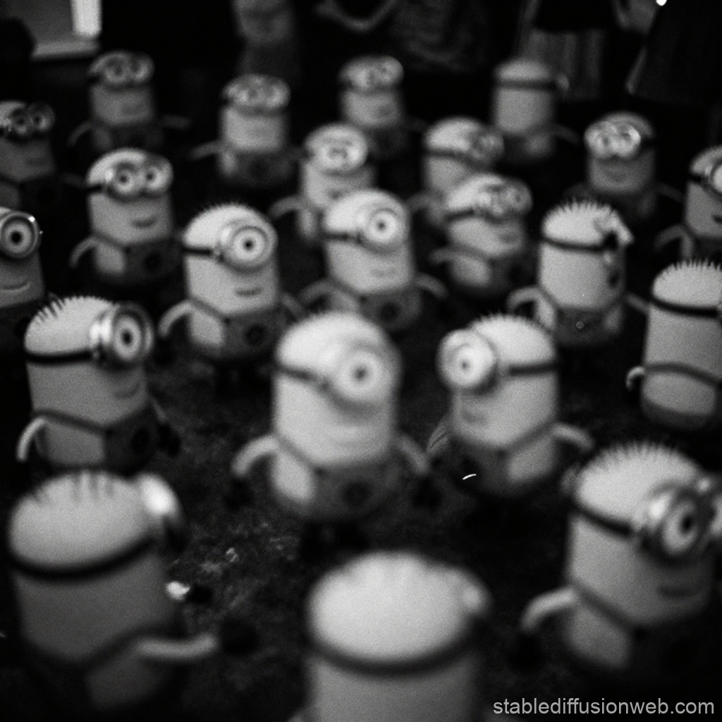 Black and White Minions Dancing Crowd