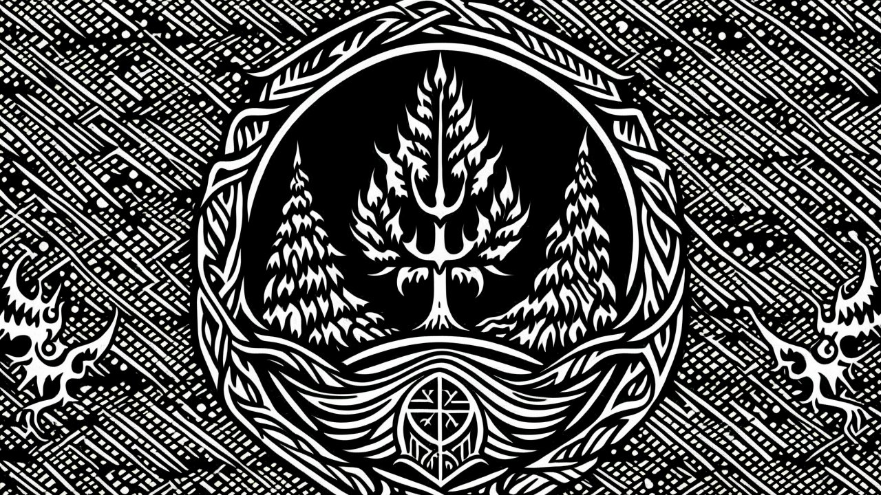 Black and White Norse-Inspired Tribal Design