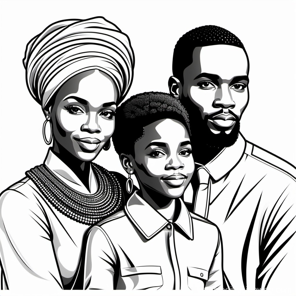 Black and White Portrait of a Family Trio