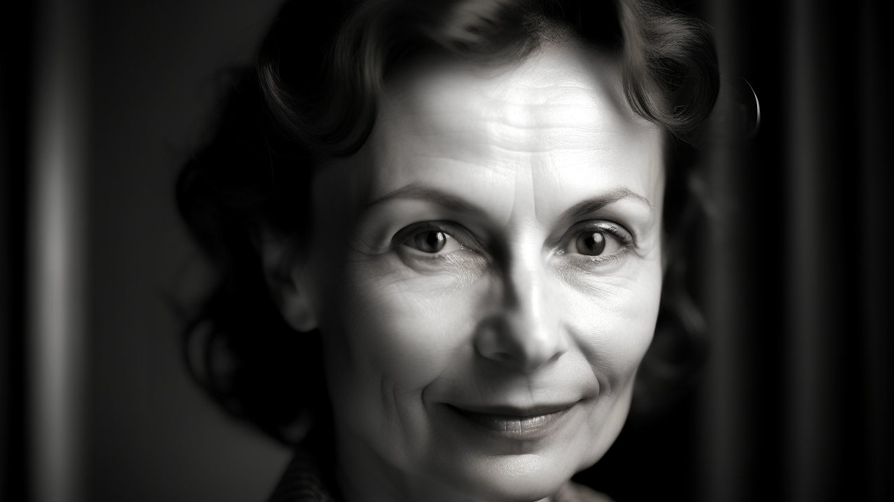 Black and White Portrait of a Mature Woman