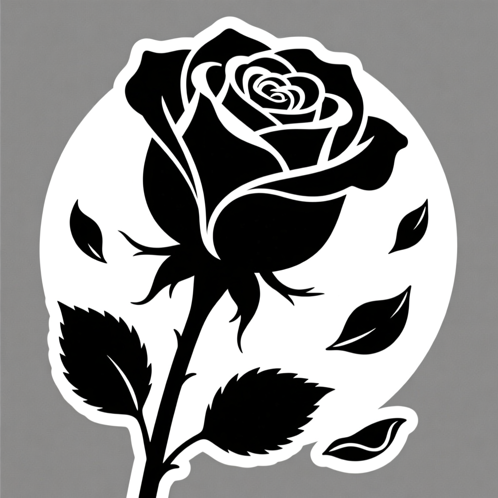 Black and White Rose Silhouette