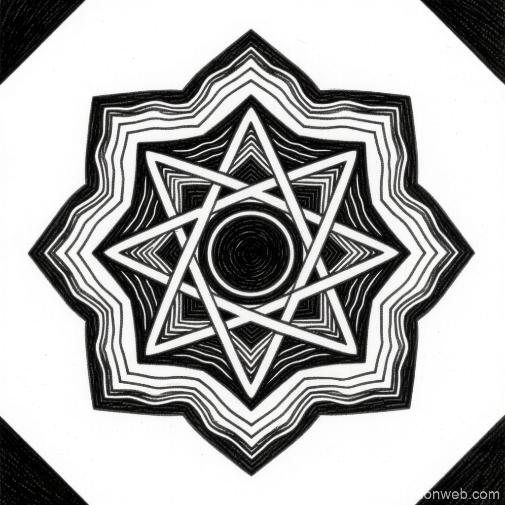 Black and White Sacred Geometry Mandala