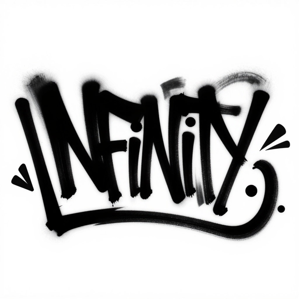 Black Graffiti Tag 'Infinity' on White Background