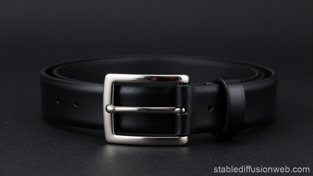 Black Leather Belt with Silver Buckle on Dark Background