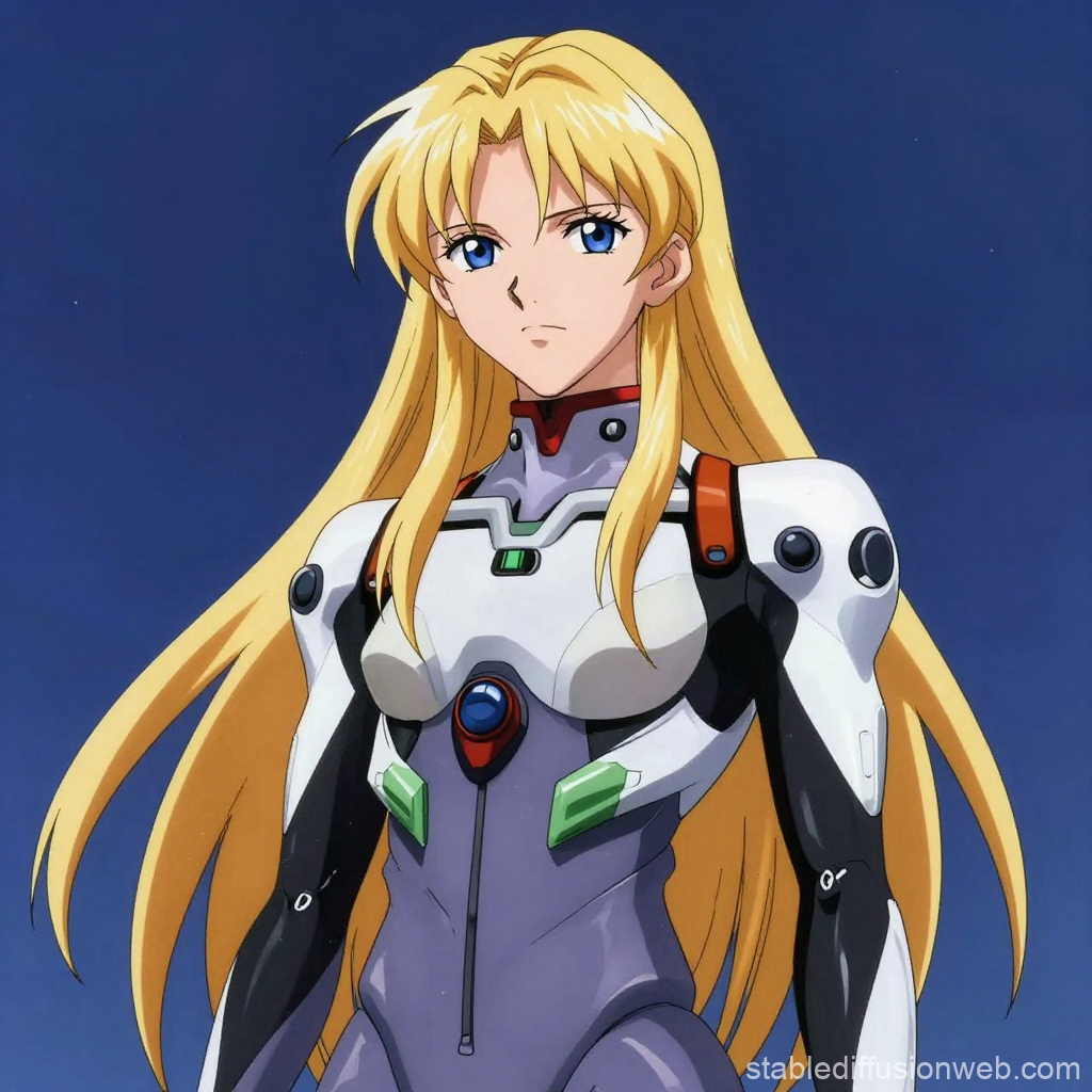Blonde Anime Pilot in Futuristic Suit