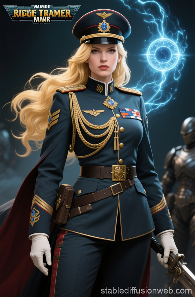Blonde Psyker Rogue Trader in Military Uniform