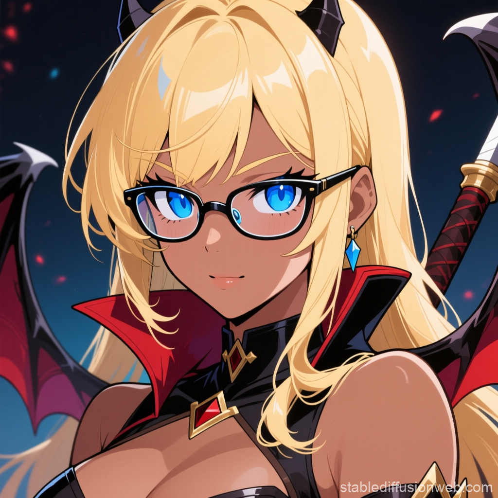 Blonde Vampire Hunter with Glasses and Wings