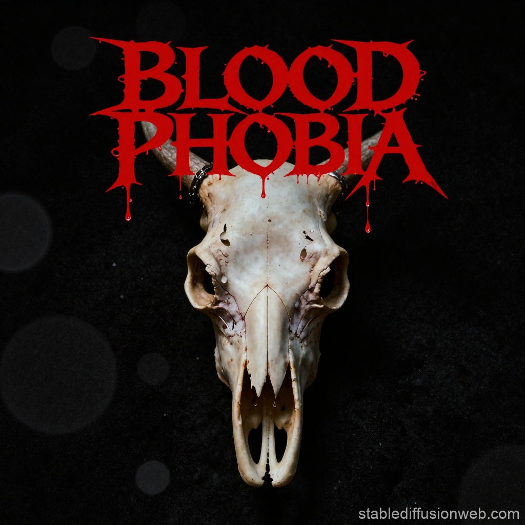 Blood Phobia Logo with Animal Skull and Dripping Red Text