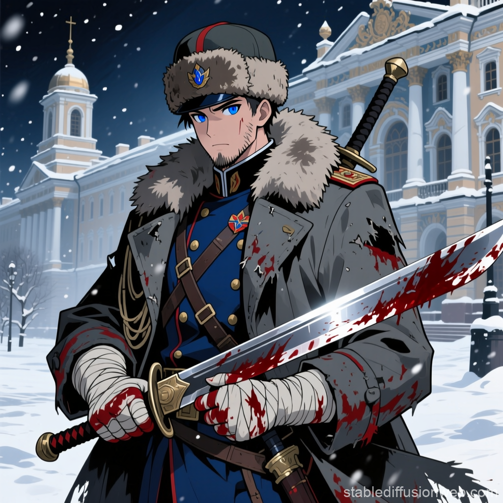 Blue-Eyed Samurai Bounty Hunter in Snowy Russian Setting