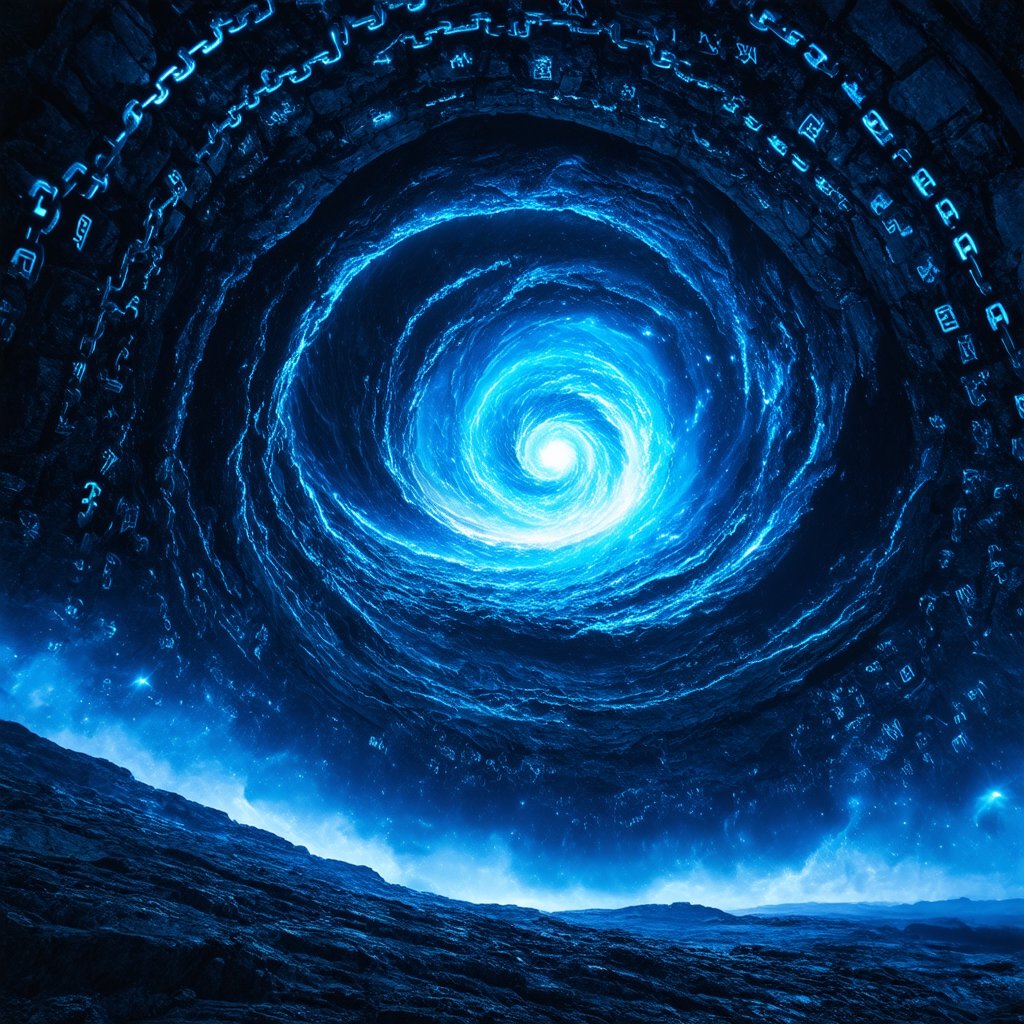 Blue Mystical Storm Vortex with Glowing Runes
