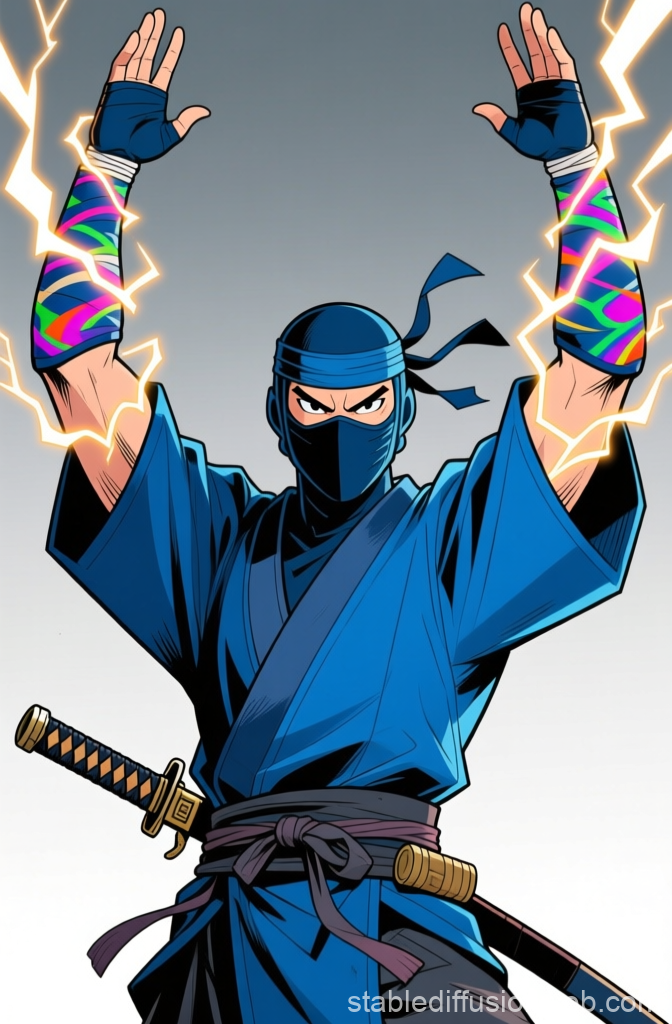 Blue Ninja Summoning Electric Energy