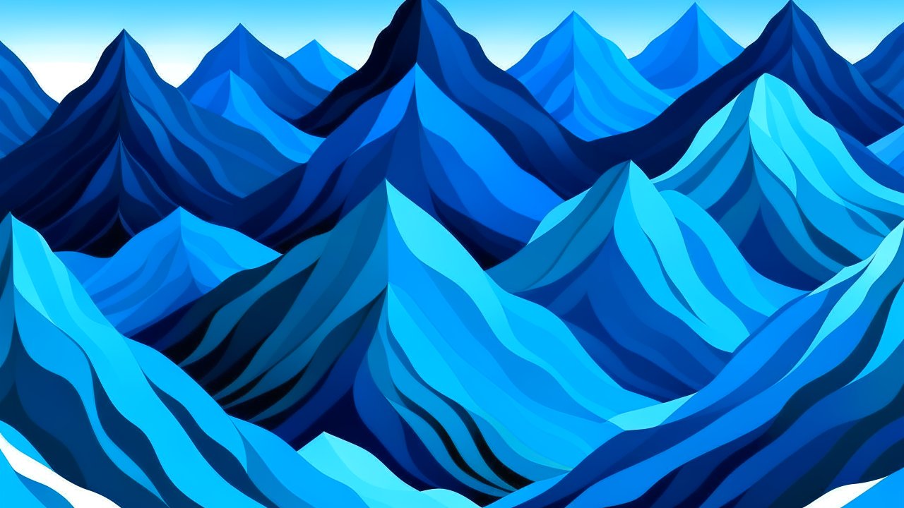 Blue Vectored Mountain Range Illustration