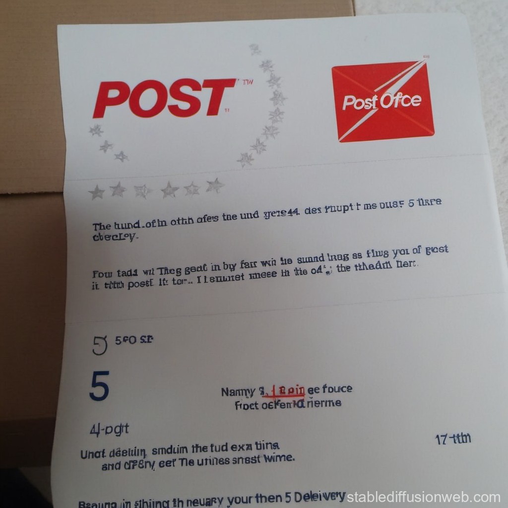 Blurry Post Office Document with Red Logo