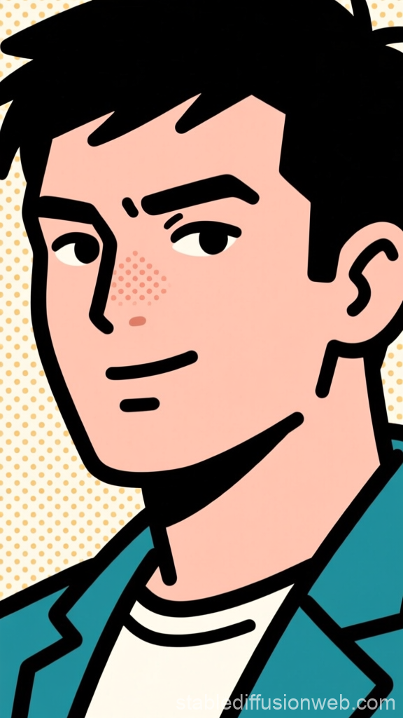 Bold Comic Style Portrait of a Confident Young Man