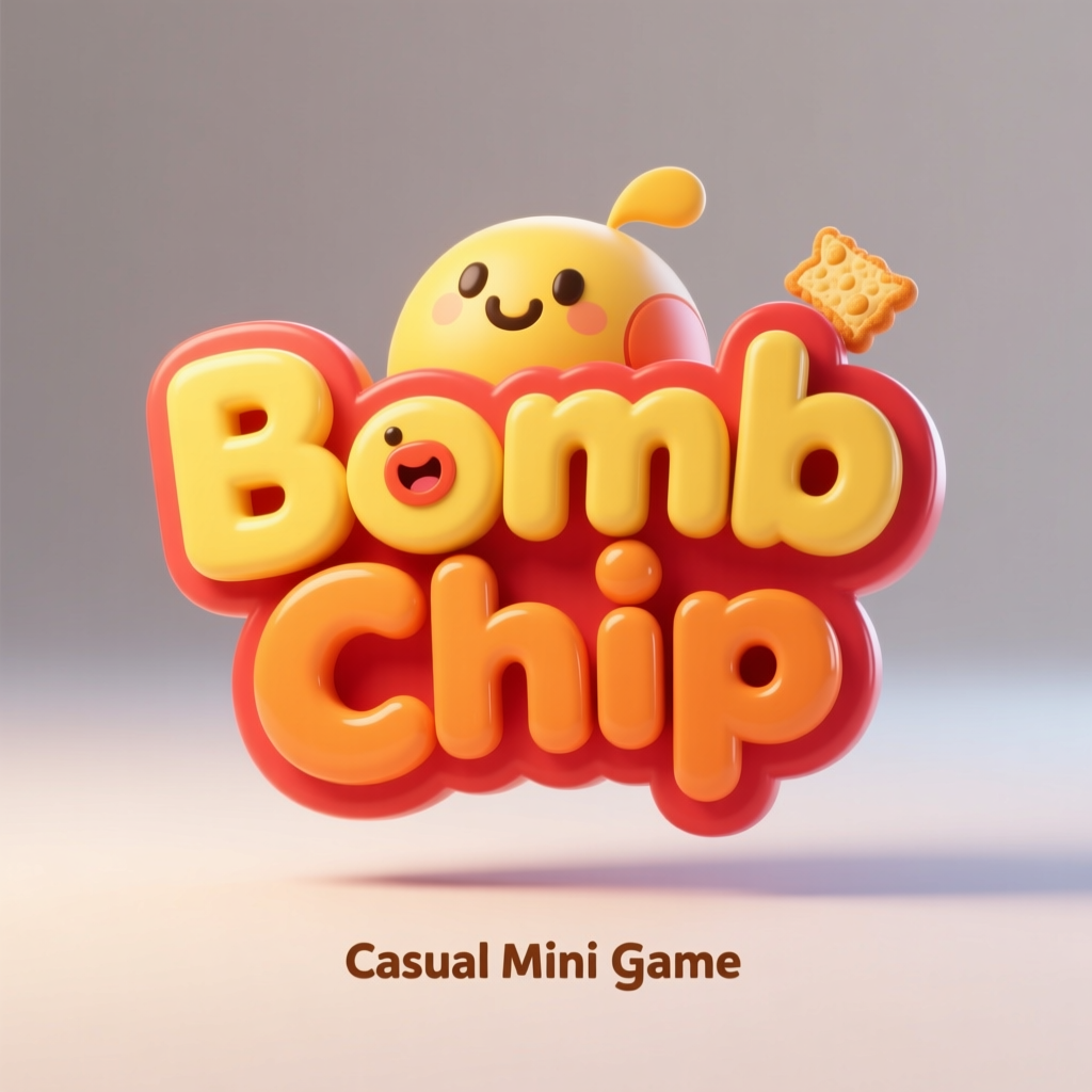 Bomb Chip Casual Mini Game Logo with Cute Character