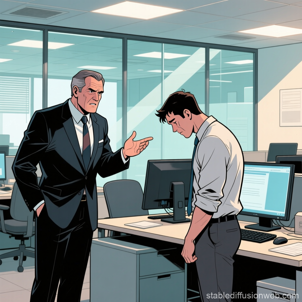 Boss Scolding Employee in Modern Office